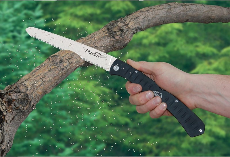 Outdoor Edge 7.0" Flip N' Saw - Lightweight Folding Aluminum Handle Outdoor-Hunting Saw with 65Mn Spring Steel Blade and Triple Ground Saw Teeth for Tough Bone and Wood with Black Nylon Sheath - Image 2